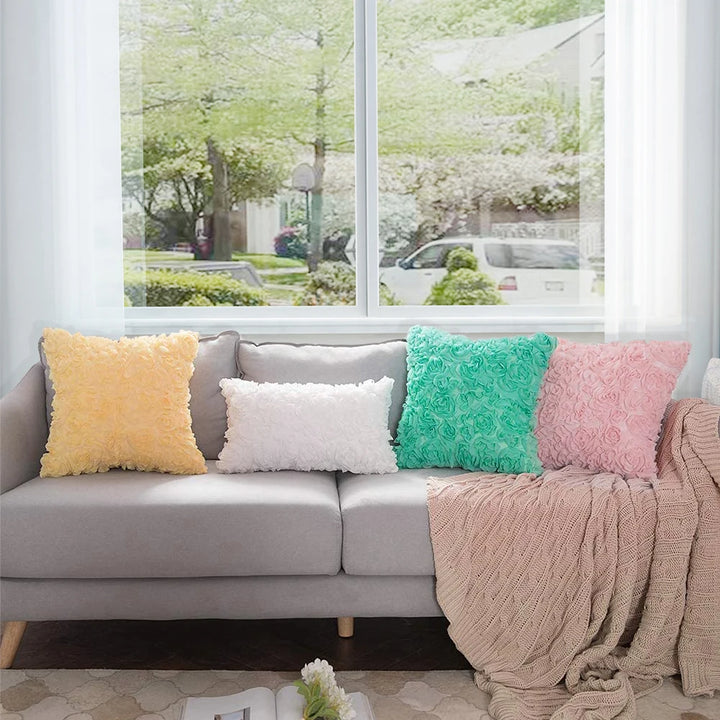 Rose Embroidered Pillow Cover – Decorative Cushion