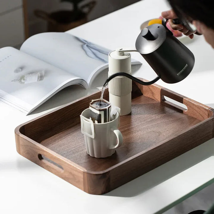 Black Walnut Wood Tray – Handcrafted Mortise & Tenon Design