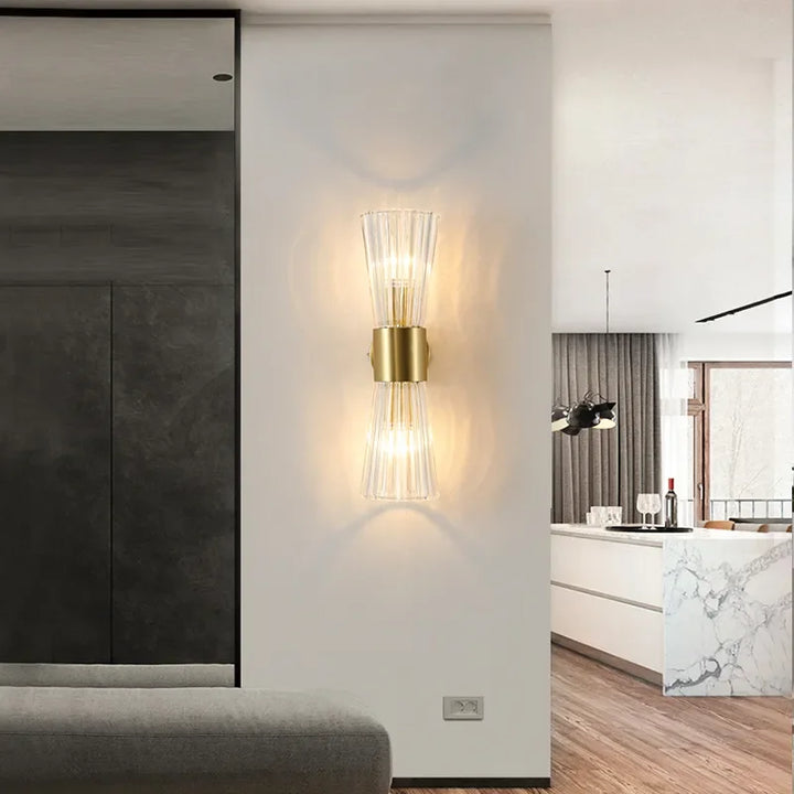 Modern Crystal Wall Lamp – Golden Electroplated Sconce