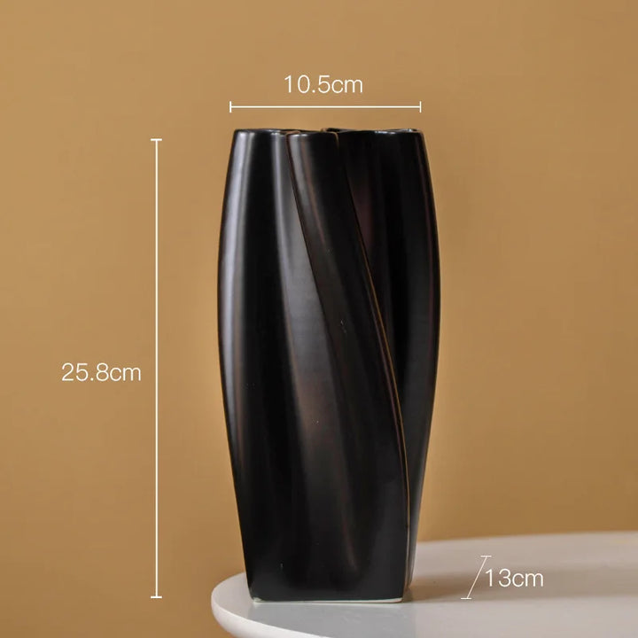 Colorful Curved Ceramic Vase – Modern Table Centerpiece