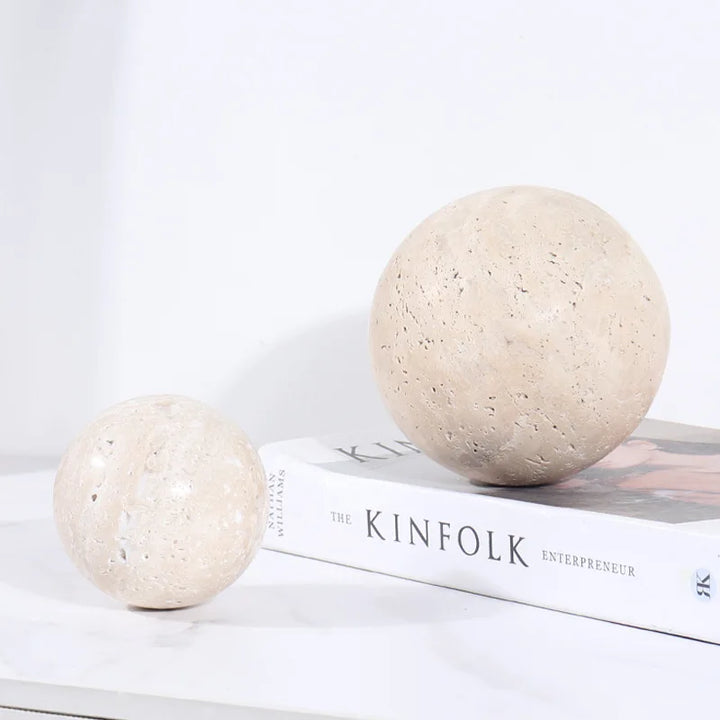 Natural Marble Decorative Sphere – Travertine Stone Ball Décor