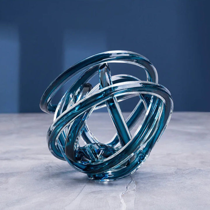 Twisted Glass Chain Sculpture – Modern Transparent Decor