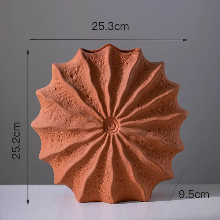Shell Shaped Ceramic Vase – Minimalist Orange Home Decor