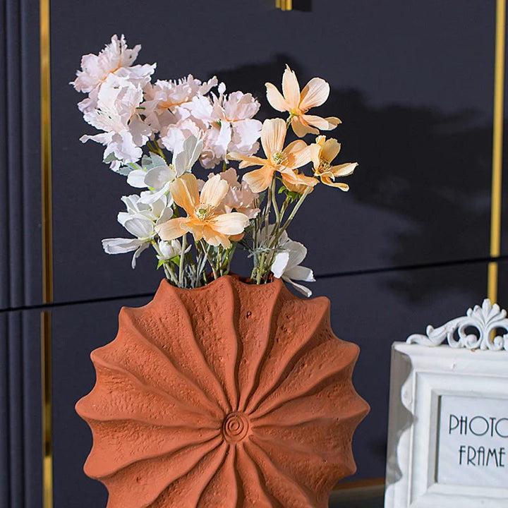 Shell Shaped Ceramic Vase – Minimalist Orange Home Decor