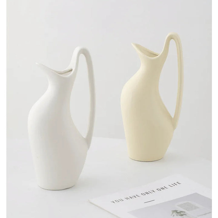 Single Ear Porcelain Vase – Modern Boho Centerpiece