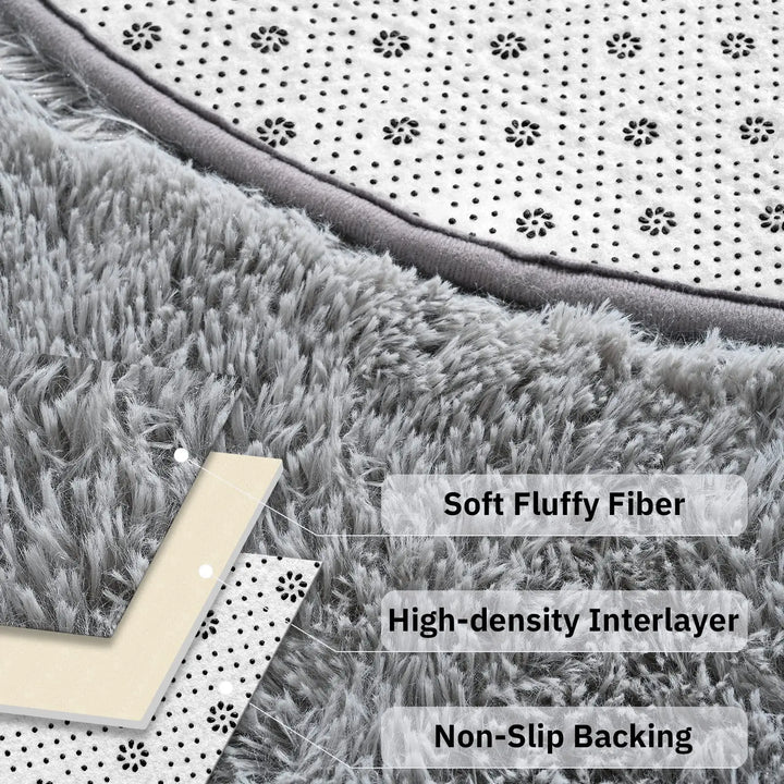 Round Plush Rug – Soft Fluffy Carpet for Living Room & Kids Room