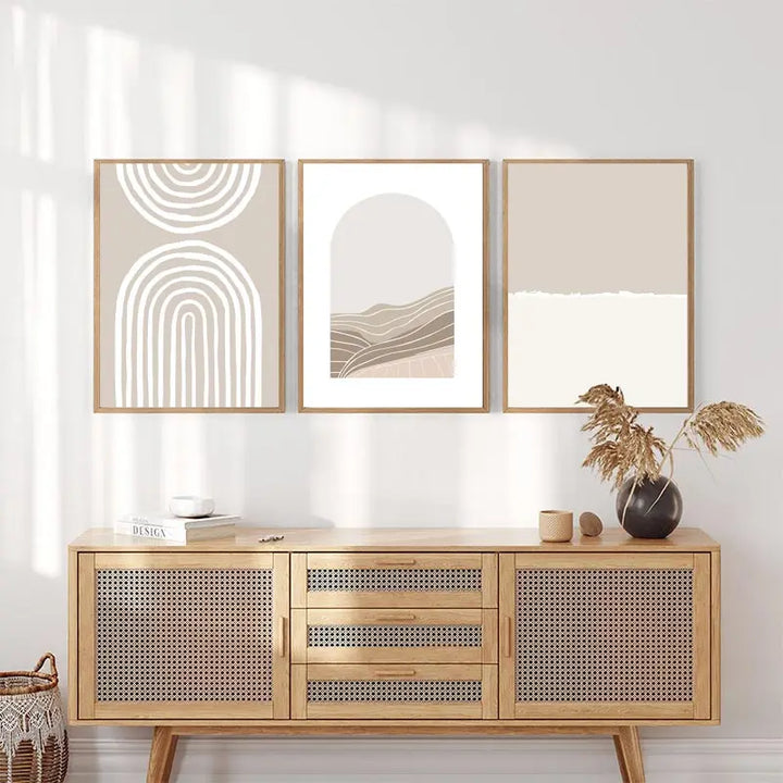 Matisse Beige Abstract Canvas – Boho Line Arches Wall Art
