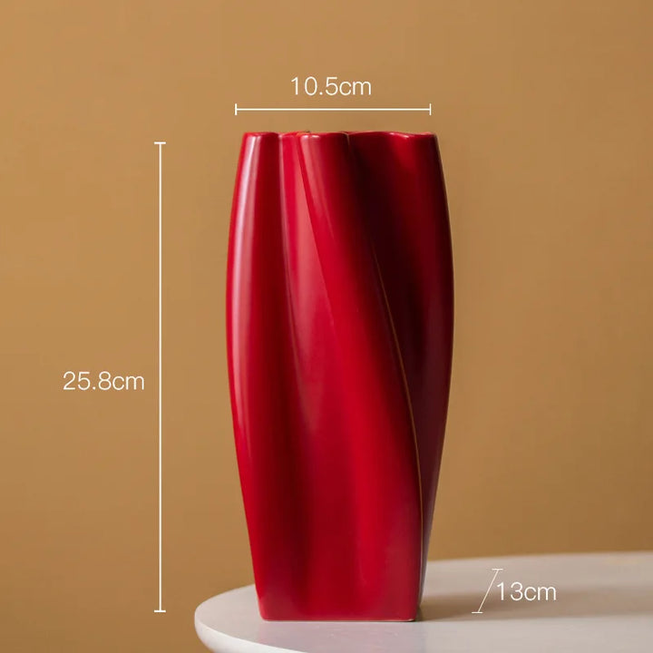 Colorful Curved Ceramic Vase – Modern Table Centerpiece