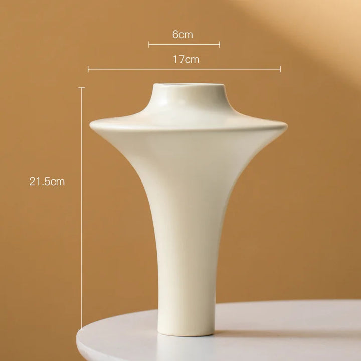 French Cream Ceramic Vase – Minimalist Nordic Centerpiece