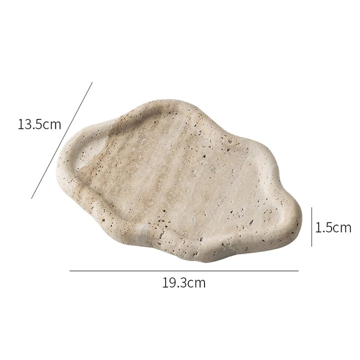 Natural Travertine Jewelry & Perfume Tray – Stone Aromatherapy Holder for Rings, Necklaces, Earrings & Home Decor | Elegant Storage Plate