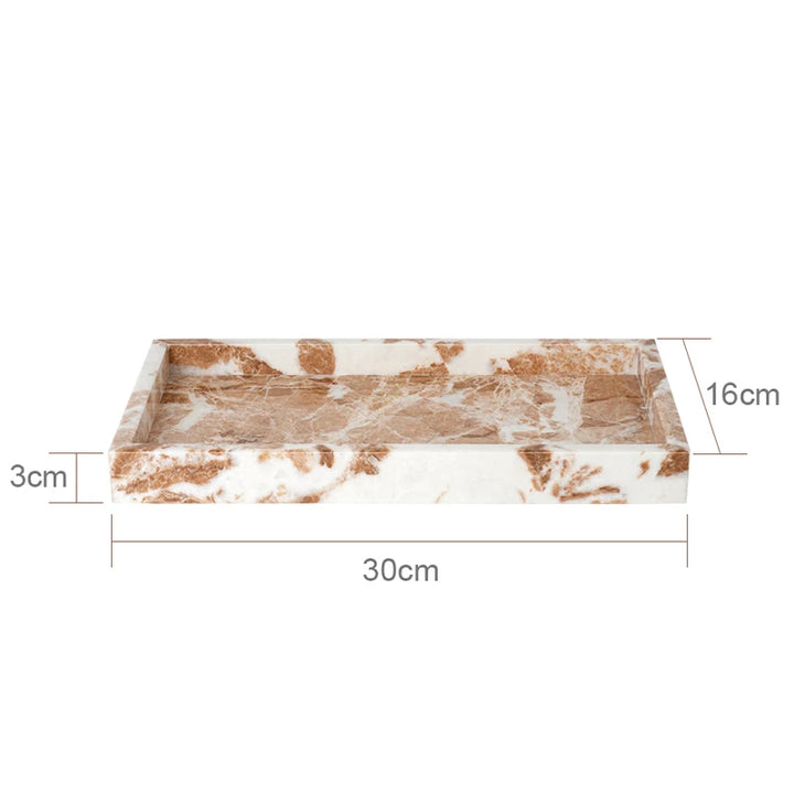 Coral Pink Marble Bathroom Set – 7-Piece Natural Stone Accessories | Soap Dispenser, Toothbrush Holder, Tissue Box, Tray & More
