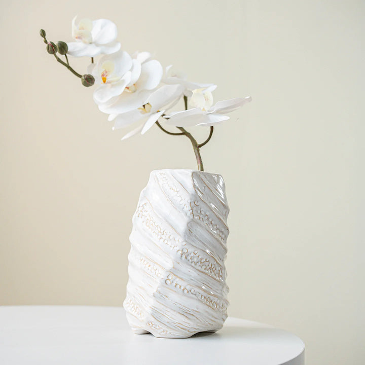 Wide Mouth Ceramic Vase – Nordic Minimalist Table Centerpiece