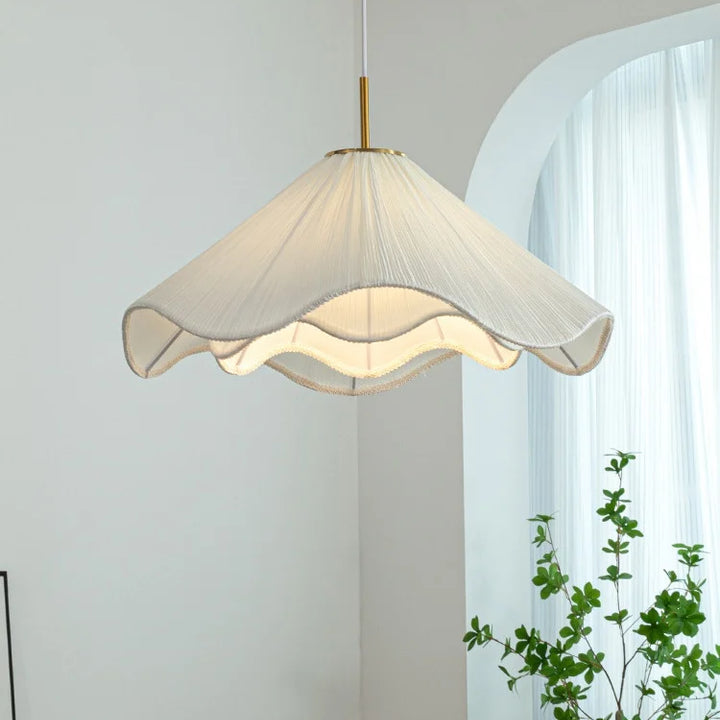 Nordic Fabric LED Chandelier – Modern White Pendant Light