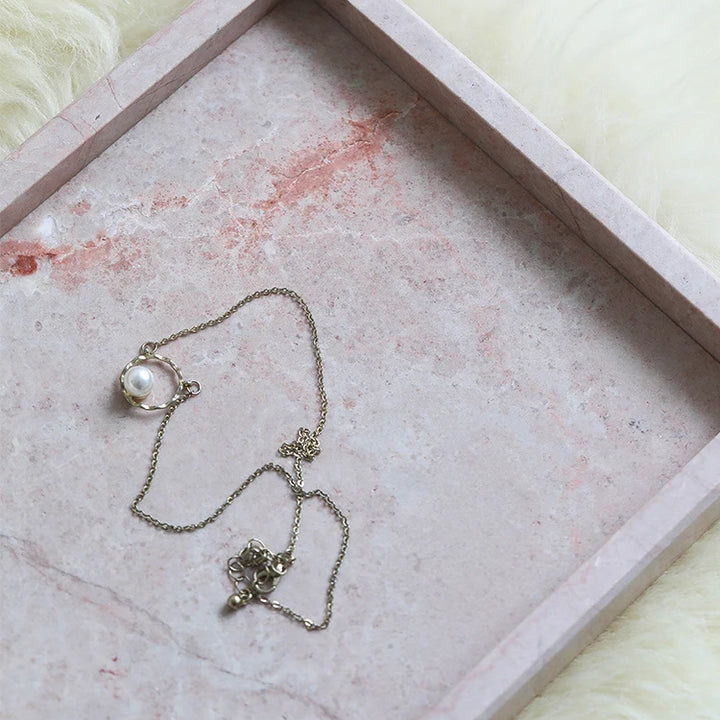 Pink Marble Vanity Tray – Natural Stone Perfume & Jewelry Organizer