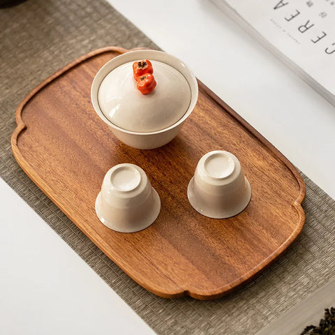 Japanese Walnut Cloud Plate – Handcrafted Wooden Square Tray