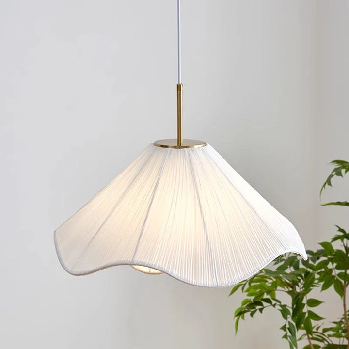 Nordic Fabric LED Chandelier – Modern White Pendant Light