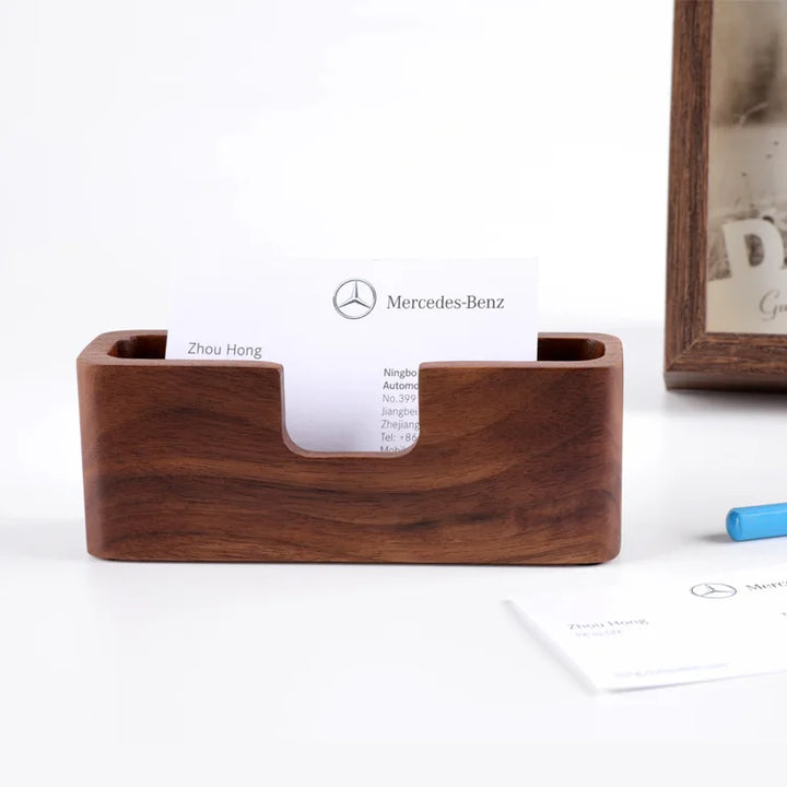 Wooden Business Card Holder – Office Desk Display Box