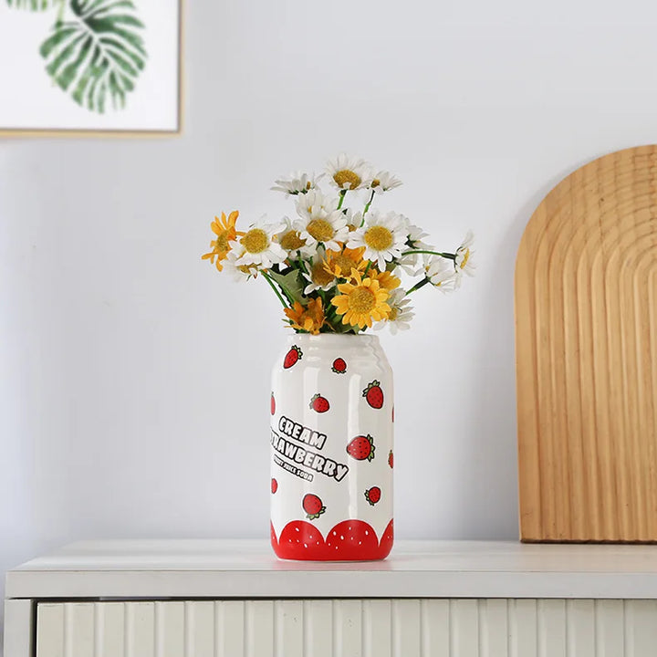 Pop Art Ceramic Can Vase – Modern Flower Holder