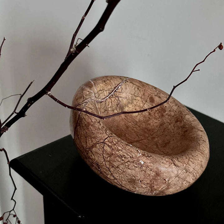 Brown Marble Bird’s Nest Bowl for Decor & Storage