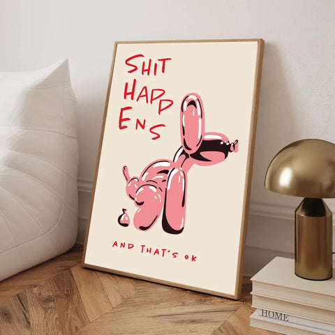 Modern Pink Balloon Dog Canvas – Quote Wall Art Decor