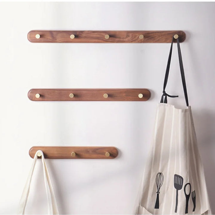 Black Walnut Wall Hook with Brass – Modern Clothes Hanger