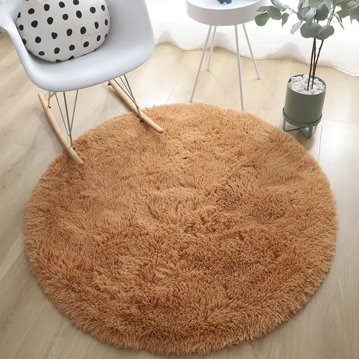 Round Plush Rug – Soft Fluffy Carpet for Living Room & Bedroom