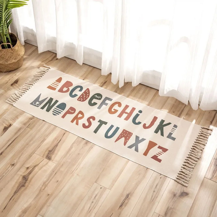 Nordic Moroccan Printed Carpet – Hand-Woven Cotton Rug