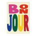 Abstract Colorful “Bon Jour” French Quote Canvas Wall Art – Modern Typography Print for Living Room & Home Decor
