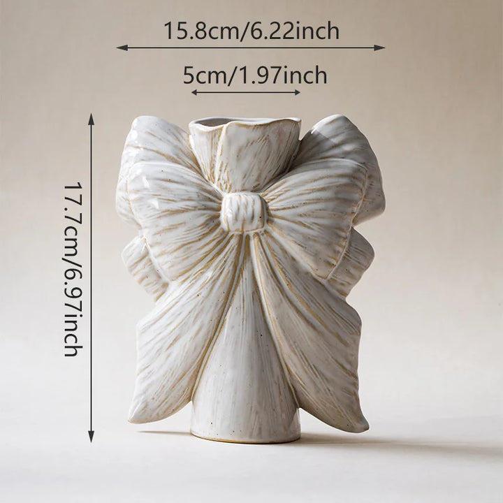 Ceramic Bow Vase – Modern Flower Pot for Home & Office