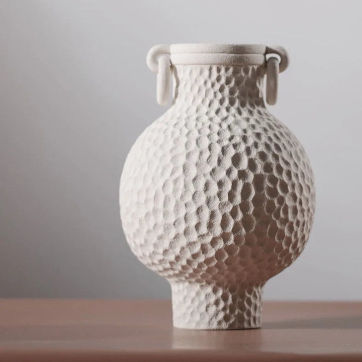 Nordic Ceramic Amphora Vase – Handmade Table Centerpiece