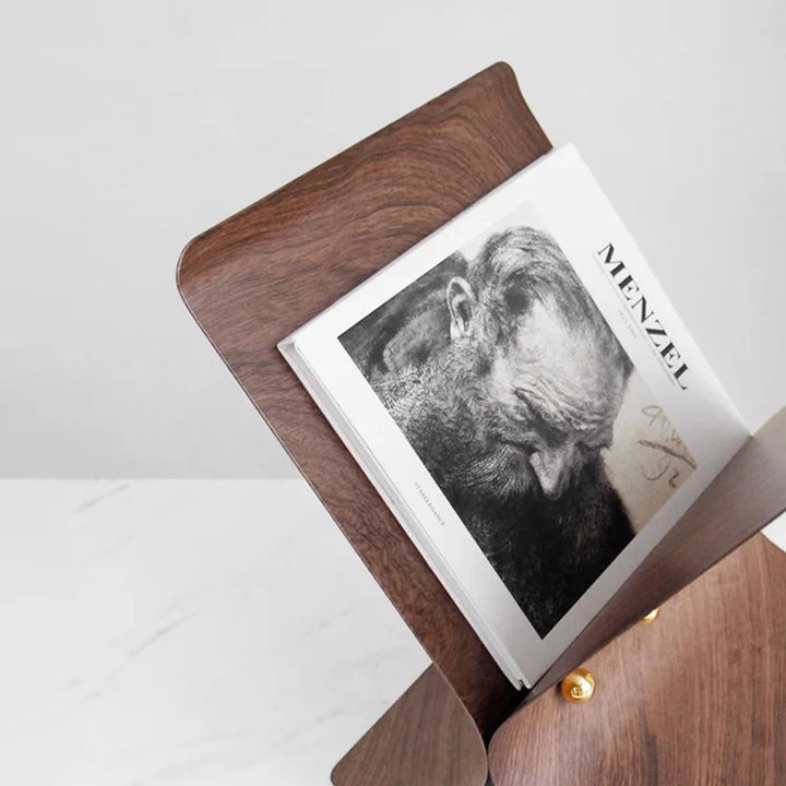 Walnut Metal Bookshelf – Modern X-Shape Book Organizer