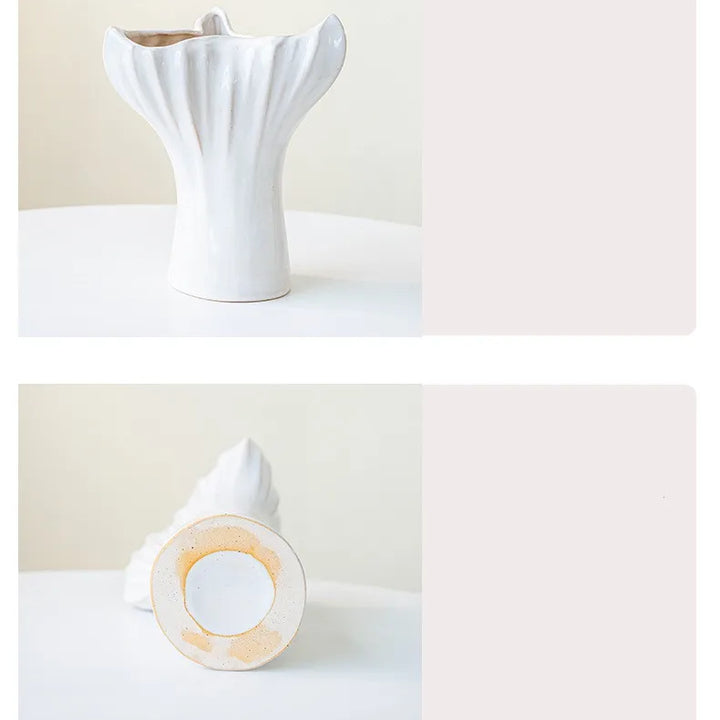 Geometric Ceramic Vase – Nordic Triangle Mouth Centerpiece