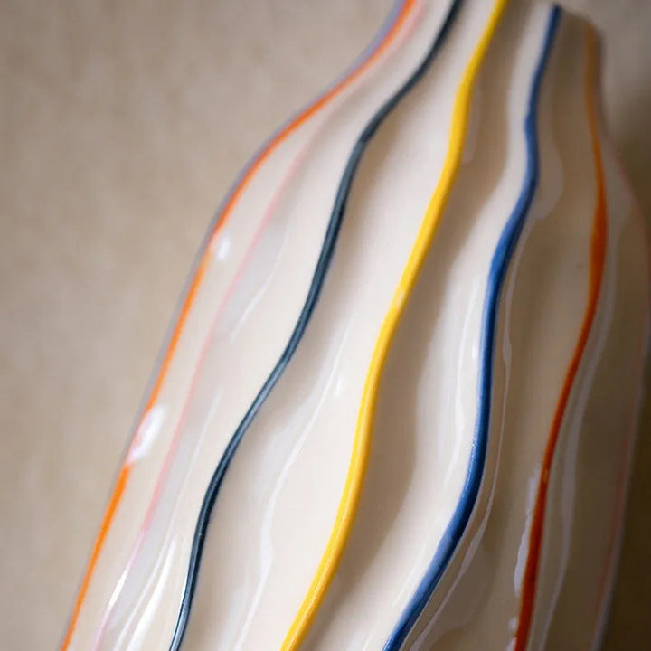 Colorful Stripe Ceramic Vase – Modern Centerpiece Home Decor