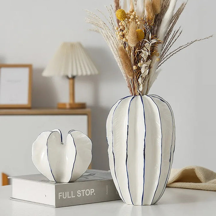 Ceramic Carambola Vase – Modern Tabletop Flower Centerpiece