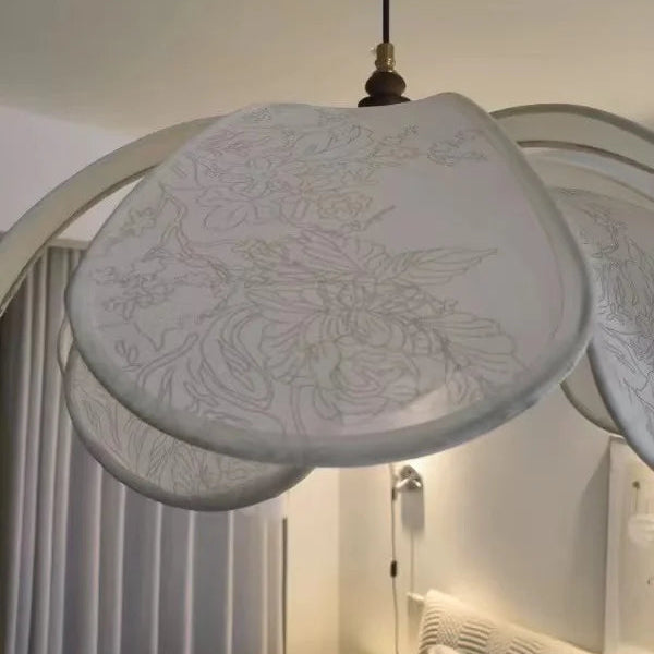 Cream Fabric Pendant Light – Nordic French Retro Chandelier