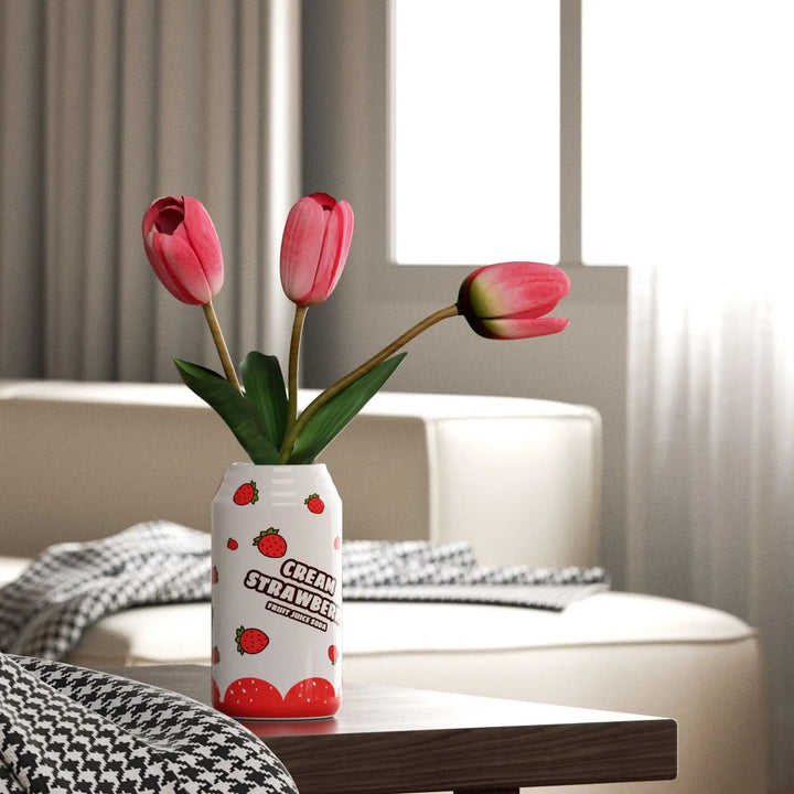 Pop Art Ceramic Can Vase – Modern Flower Holder