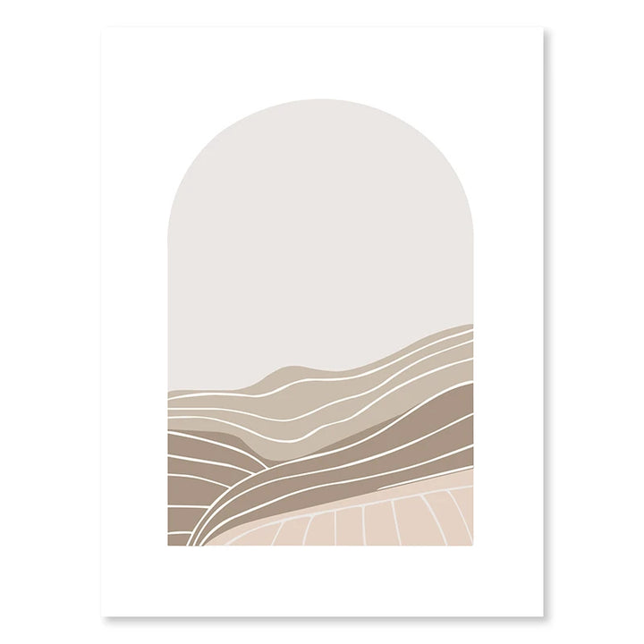 Matisse Beige Abstract Canvas – Boho Line Arches Wall Art