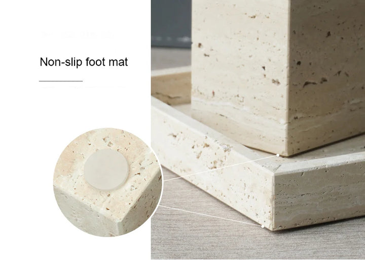 Beige Travertine Bathroom Set – Marble Vanity Accessories