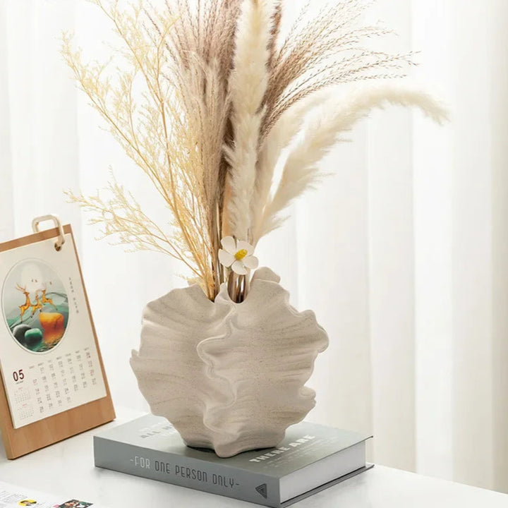 Abstract Ceramic Wrinkle Vase – Modern Decorative Flower Pot