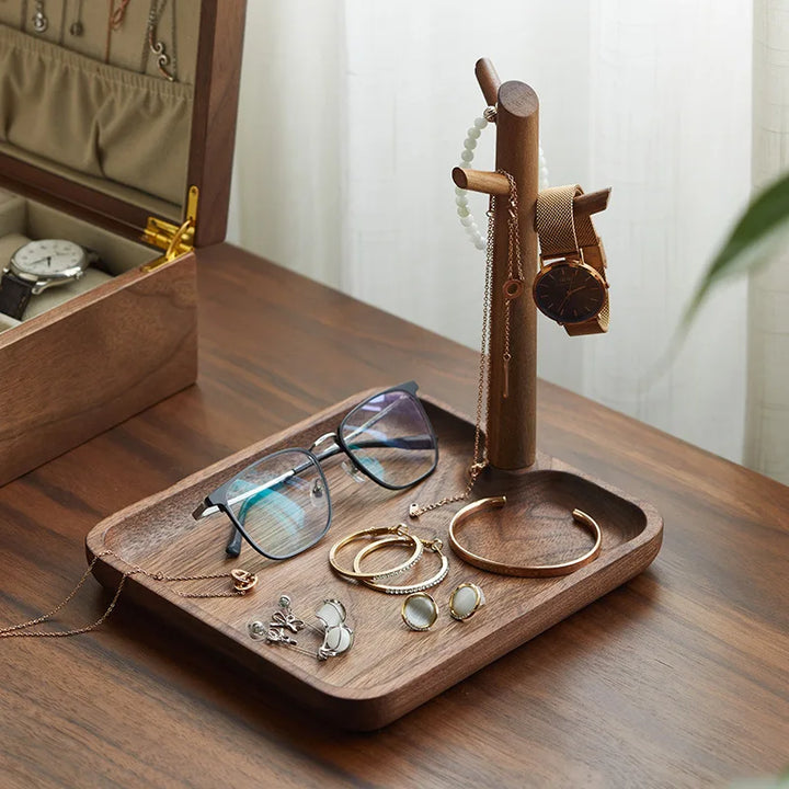 Wooden Key Storage Tray with Tree Design – Entrance Foyer Organizer, Jewelry Holder & Decorative Display Stand
