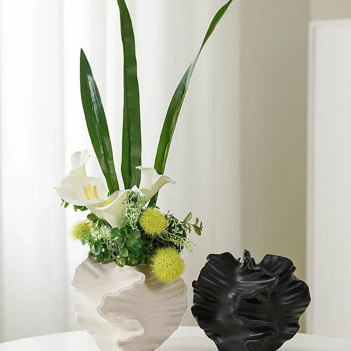 Nordic Ceramic Coral Vase – Beige Matte Tabletop Decor