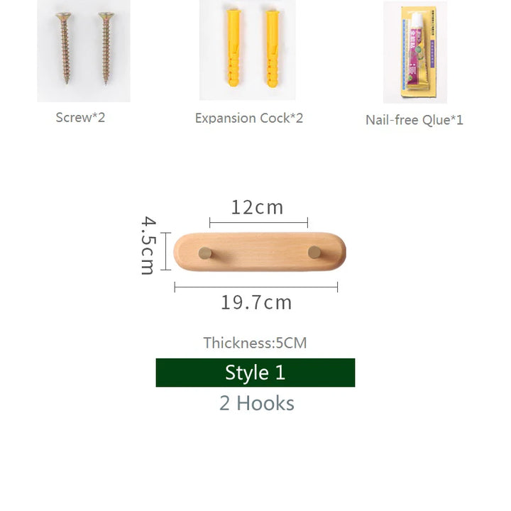 Black Walnut Wall Hook with Brass – Modern Clothes Hanger