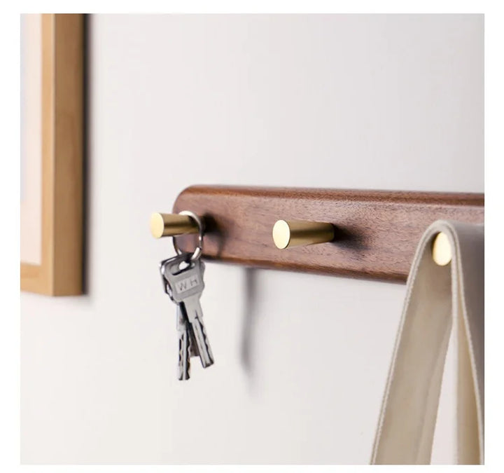 Black Walnut Wall Hook with Brass – Modern Clothes Hanger