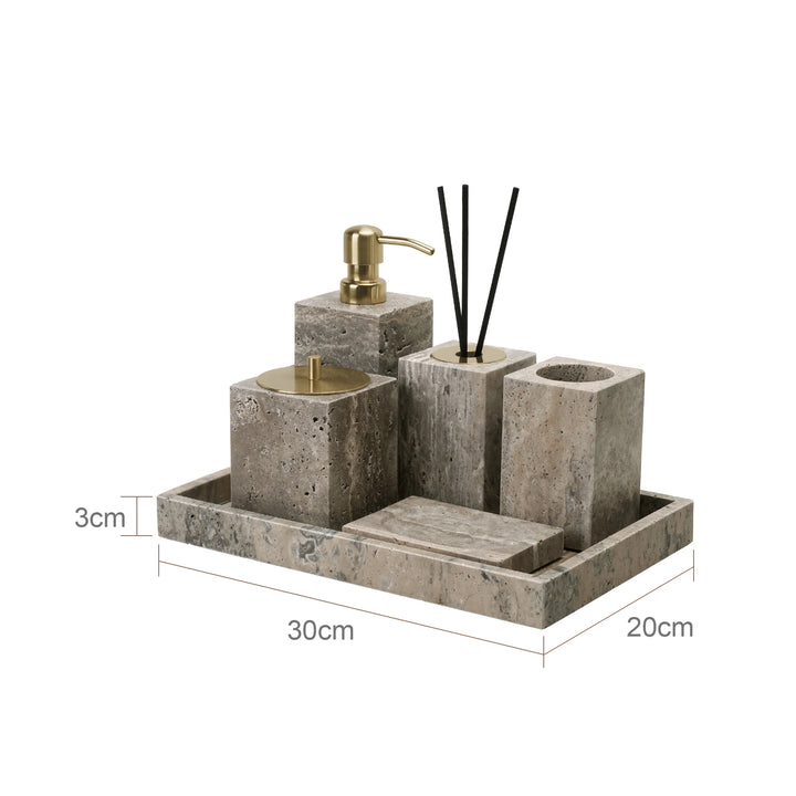 Grigio Travertine Bathroom Set – Natural Marble Accessories