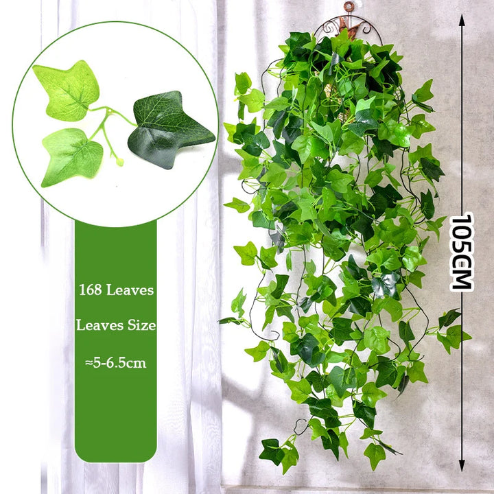 105cm Artificial Ivy Vine – 5 Forks Green Hanging Plant