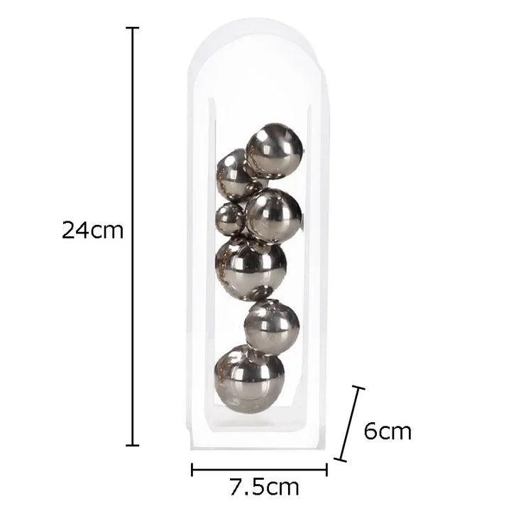 Golden & Silver Acrylic Sphere – Modern Desk Art Ornament