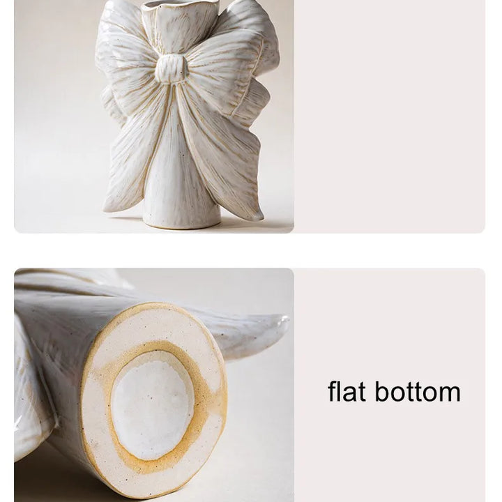 Ceramic Bow Vase – Modern Flower Pot for Home & Office