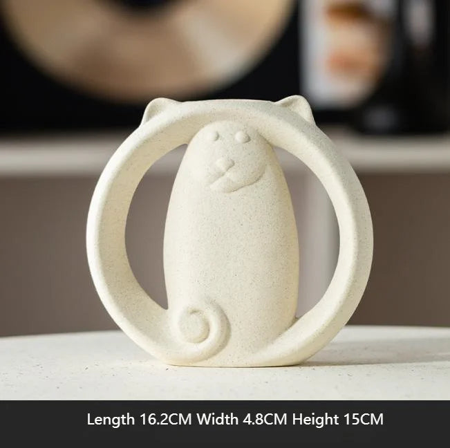 Abstract Cat Ceramic Vase – Modern Minimalist Animal Decor