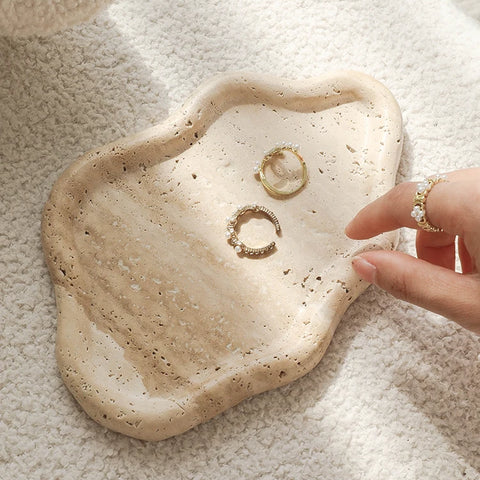 Travertine Jewelry and Perfume Tray – Natural Stone Display