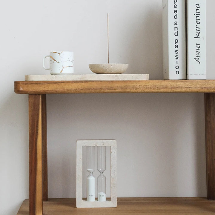 Vintage Travertine Incense Holder – Natural Stone Round Disc Burner & Ash Catcher | Antique-Style Marble Aromatherapy Plate